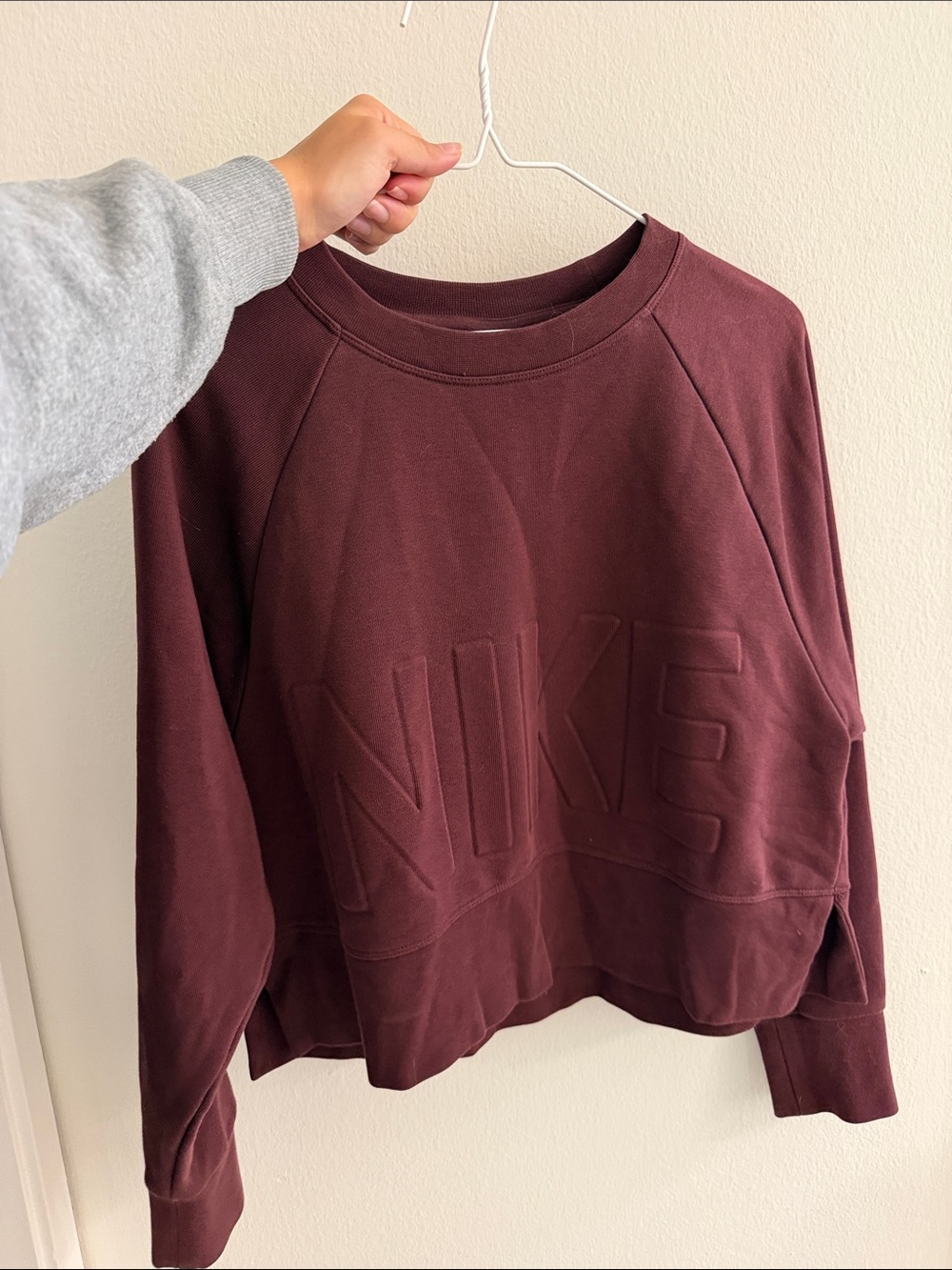 Nike Women's Maroon Embossed Logo Crew Sweatshirt